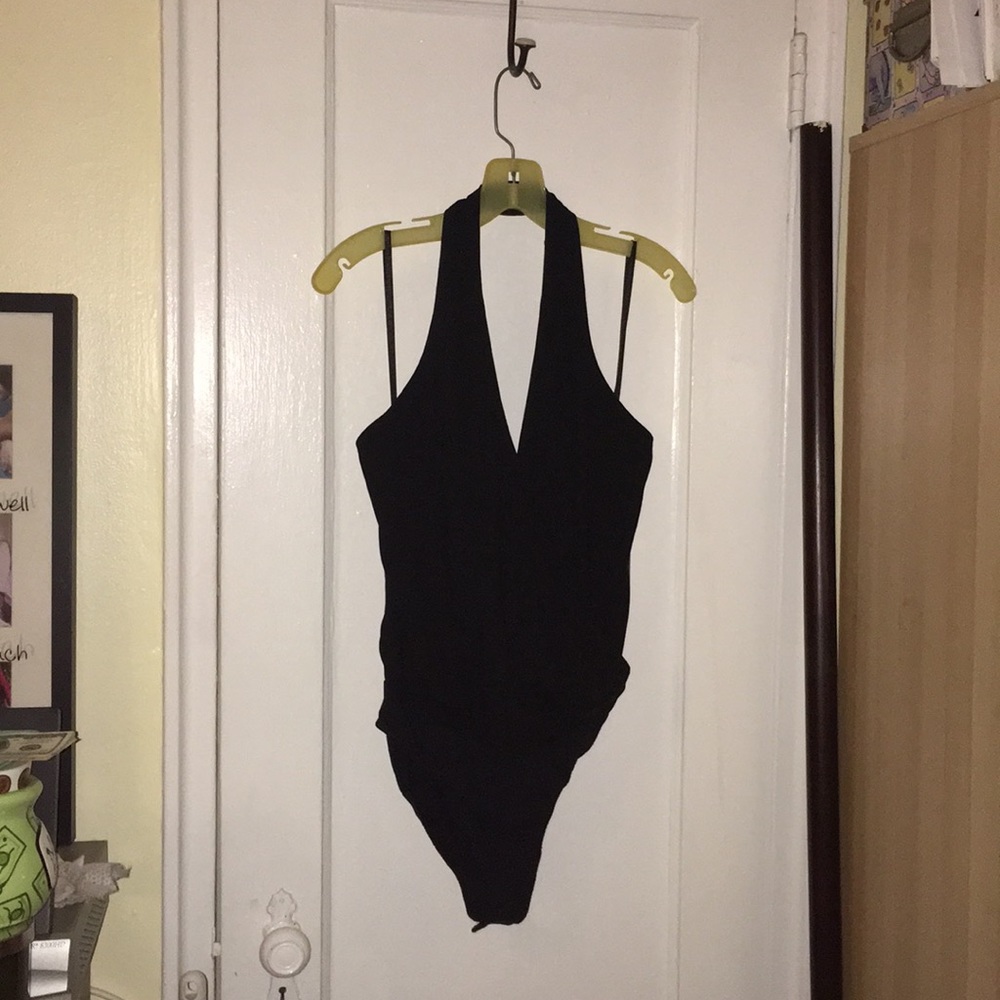 DKNY black halter top - backless